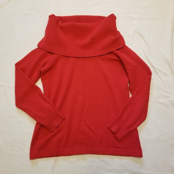 Off the Shoulder Red Knit Long Sleeve Sweater Top French Connection Women XL - Picture 4 of 11